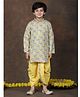 Superminis Cotton Woven Full Sleeves Abstract Printed & Sequins Embellished Dhoti Kurta Set - Yellow