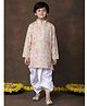Superminis Cotton Woven Full Sleeves Abstract Printed & Sequins Embellished Dhoti Kurta Set - Peach