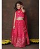 Superminis Silk Woven Sleeveless Floral Printed Coordinating Lehenga Choli With Dupatta Set - Magenta