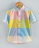 Hugsntugs Cotton Woven Half Sleeves Colour Blocked Shirt - Multi Colour