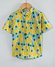 Hugsntugs Cotton Woven Half Sleeves Pineapples Printed Shirt - Yellow