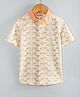 Hugsntugs Cotton Woven Half Sleeves Roosters Printed Shirt - Orange
