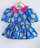 Hugsntugs Cotton Woven Half Sleeves Lollipop Printed Peplum Top - Blue