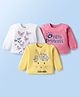 Doodle Poodle 100% Cotton Knit Full Sleeves Tops with Floral Butterfly & Text Print Pack of 3 - Yellow Pink & White