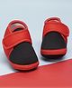 Neska Moda Colour Blocked Velcro Closure Booties - Black & Red