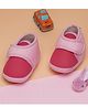 Neska Moda Colour Blocked Velcro Closure Booties - Rani Pink & Baby Pink
