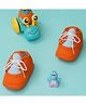 Neska Moda Colour Blocked Lace Up Booties - Orange & Blue