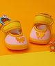 Neska Moda Butterfly Patch Detailed Velcro Closure Booties - Yellow & Baby Pink