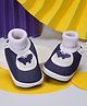 Neska Moda Butterfly Applique Detailed Slip On Booties - Navy Blue