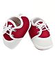Neska Moda Colour Blocked With Lace Up Closure Booties - Maroon & White