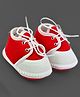 Neska Moda Colour Blocked With Lace Up Closure Booties - Red & White