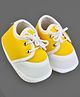 Neska Moda Colour Blocked With Lace Up Closure Booties - Yellow & White
