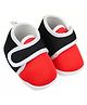 Neska Moda Colour Blocked With Velcro Closure Booties - Black & Red