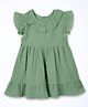 The Boo Boo Club 100% Cotton Muslin Woven Cap Sleeves Solid Drop Waist Dress - Green