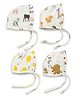 The Boo Boo Club 100% Cotton Muslin Pack Of 4 Baby Animals Designed Caps - White - Diameter 35 Cm