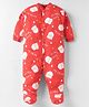 Kidi Wav Full Sleeves Santa Claus Printed Sleepsuit - Red