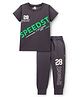 Weet Knitted Half Sleeves T-Shirt & Lounge Pant Set With Text Print - Black