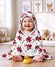 Kookie Kids Interlock Knit Hooded Towel With Floral Print L 79 x B 76 cm - White & Red