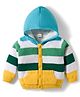 Babyhug Knit Full Sleeves Front Open Hooded Sweater With Stripes - Blue