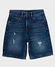 Pepe Jeans 100% Cotton Knee Length Loose Fit Distressed Shorts - Navy Blue