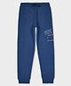 Pepe Jeans Knit Full Length Joggers with Text Print - Blue