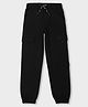 Pepe Jeans Cotton Knit Full Length Solid Coloured Joggers With Cargo Pockets - Black