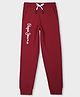Pepe Jeans Cotton Knit Full Length Solid Coloured Joggers With Logo Print - Red