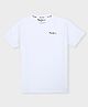 Pepe Jeans 100% Cotton Knit Half Sleeves T-Shirt with Logo Print - White
