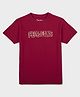 Pepe Jeans 100% Cotton Knit Half Sleeves T-Shirt with Logo Print - Dark Red