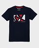 Pepe Jeans Cotton Knit Half Sleeves T-Shirt with Brand Text Print - Navy Blue