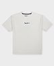 Pepe Jeans 100% Cotton Knit Half Sleeves Oversized T-Shirt with Logo & Back Print - Antique White