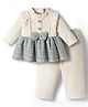 Mom's pet Fleece Knit Full Sleeves Frill Detailed & Bow Applique Detailed Dress With Leggings - Green