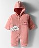 Mom's pet Fleece Knit Full Sleeves Rainbow & Cloud Embroidered Full Romper - Peach