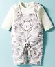 Mom's pet Cotton Knit Full Sleeves Camouflage Printed & Bunny Embroidered Dungarees With Full Sleeves Separate Top - Brown