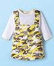 Mom's pet Cotton Knit Camouflage Printed Pinafore Dress With Separate Full Sleeves Top - Yellow