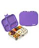 Basil Stainless Steel 4 Compartment Bento Lunch Box with BPA free Plastic Lid for Kids, 800 ml - Purple Pop