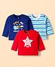 Doodle Poodle 100% Cotton Knit Full Sleeves T-Shirts with Text Print Pack of 3 - Red Aqua & Navy Blue