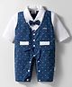 Mom's pet Knit Full Sleeves Geometric Printed Full Romper With Attached Jacket  - Blue