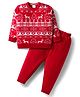 Babyhug Knit Full Sleeves Sweater Set With Deer Design - Red
