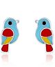 Nipura 925 Sterling Silver Sparrow Charm Stud Earrings - Blue