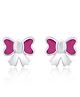 Nipura 925 Sterling Silver Bow Detailed Studs Earrings - Pink
