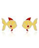 Nipura Kids 925 Sterling Silver Fish Charm Stud Earrings - Yellow
