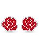 Nipura 925 Sterling Silver Rose Detailed Stud Earrings - Red