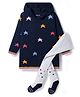 ToffyHouse Knitted Full Sleeves Frock with Leggings with Star Design - Navy Blue