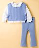 ToffyHouse Knitted Full Sleeves Solid Color Winter Wear Suit with Jacket - Light Blue