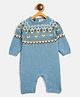 JWAAQ Cotton Knit Full Sleeves Fox Designed Romper - Blue