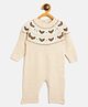 JWAAQ Cotton Knit Full Sleeves Bear Designed Romper - Cream