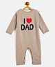 JWAAQ Cotton Knit Family Theme Full Sleeves I Love Dad Printed & Fur Detailed Romper - Brown