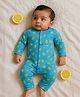 Somersault Cotton Knit Full Sleeves Lemons Printed Sleepsuit - Blue