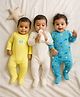 Somersault Cotton Knit Pack Of 3 Full Sleeves Lemons Printed Sleepsuits - Multi Colour